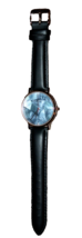Stauer Ladies Gaia Pearl Watch Rose Gold-finish Blue Pearl Black Band NEW - $27.00