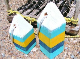 Two Maine Lobster buoys, Nautical Decor, Wooden Decorative Buoys, Fishin... - $41.98