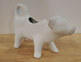 White Porcelain Cow Creamer / Pitcher Open Mouth Spout - 7&quot; Long x 5&quot;Tall - £6.24 GBP