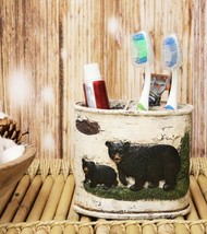 Rustic Black Bear in Pine Trees Forest Bathroom Toothbrush Toothpaste Holder - £18.21 GBP