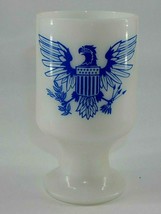 Hazel Atlas Hazelware Milk Glass Large Footed Blue Eagle Coffee Tea Mug Cup - £7.85 GBP