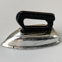 dollhouse miniature clothes iron 1960s 1970s style sewing plastic chrome black A - £6.99 GBP