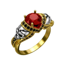 Skull Ring Simulated Ruby Stone Onyx Gems Size 9 Unisex - £10.34 GBP