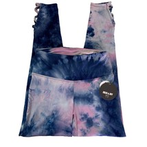 Jolie &amp; Joy Tie Dye Leggings Size S M or L Blue Pink Cut Out Ankle Detai... - £11.39 GBP