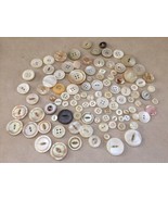 Vtg Lot 100 Mother of Pearl Shell Plastic Two Four Hole Shank Buttons .7... - £31.86 GBP