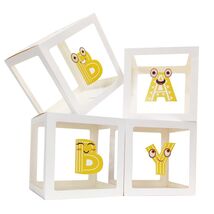 Onteftshop Baby Boxes with Letters 4 Clear White Blocks Baby Shower - $4.89
