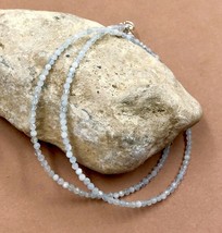 Genuine Aquamarine Beads 925 Silver Necklace Jewelry Women Handmade USA SELLER - £15.02 GBP