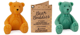 NEW Chesapeake Bay Teddy Bear Buddies Candle 9 oz yellow or green unscented 4 in - £7.88 GBP