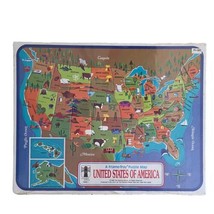 Vintage Rainbow Works United States Puzzle Map 1968 Jigsaw Frame Tray USA Sealed - $13.98