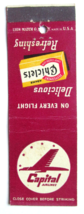 Capital Airlines &amp; AD: Chiclets on Every Flight 20 Strike Matchbook Cover Red - £1.57 GBP