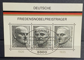 1975 German Block Of 3 Post Stamps Of Nobel Prize Awardees World Peace Award - £8.65 GBP