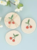 Fabric Round Coaster with Cherries - pack of 4 - $23.28