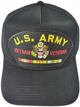 U.S. ARMY VIETNAM Veteran Hat with ribbons and Army Crest Cap - BLACK - Veteran  - £14.38 GBP