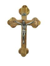 10 Inch olive wood wall Cross Crucifix Jesus Christ budded Jerusalem Gif... - £31.28 GBP