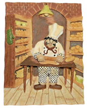 3D Baker with bread rolls Hand-painted Signed Artisan Ceramic Wall Tile NEW - £22.21 GBP