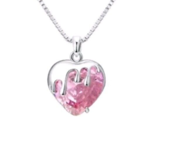 Pink Dripping Lava Heart Pendant Collar Necklace - $9.89