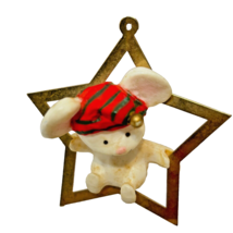 Vintage 1980 Hallmark Mouse in Gold Metal Star Mini Christmas Tree Ornaments 2&quot; - £11.65 GBP