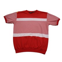 Steeplechase Sweater Mens M Red Short Sleeve Crew Neck Knit Stripe Pullover - $16.71
