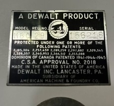 DeWalt MBC Radial Arm Saw RAS Tag Badge Name Model Plate - $19.55