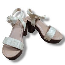 Torrid Shoes Size 9.5WW Jute Double Strap Woodgrain Platform Heel Sandal... - $37.39