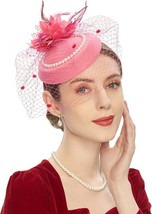 Hats with Feather Mesh Veil Headband - $29.49