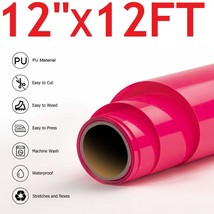 12&quot;x12&#39; Pink HTV Iron On Heat Transfer Vinyl 12 Feet Roll for T Shirt Shoes Bags - £10.70 GBP