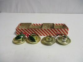 4 Vintage Ceramic Christmas Candle Holders Holly Holt Howard Japan - £27.68 GBP