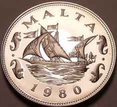 Malta 10 Cents, 1980 RARE Proof~Barge Of The Grand Master~3,451 Minted~F... - $19.88