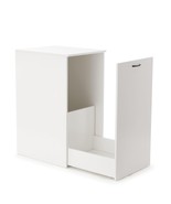 Hidden Laundry Cabinet White Wood Rolling - $158.39