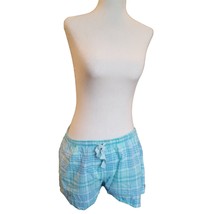 Simple Pleasures Size M Womens Pajama Sleep Shorts Blue Plaid Lightweight Travel - £10.34 GBP