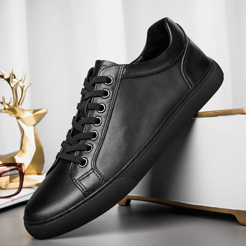 Men Shoes lace up Fashion genuine Leather White Sneakers Men Moccasins S... - $99.53