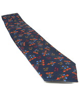 Tic Tac Love Necktie Men Blue Orange Hearts Polyester Korea 60&quot; 3 1/2&quot; U... - £18.00 GBP