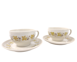 Set of 2 Syracuse China VINTAGE Cups &amp; Saucers c1966-70, Grape Leaves Carefree - £15.12 GBP