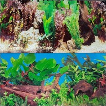 Double Sided Aquarium Background 15&quot; x 48&quot; Rocks w/Plants or Driftwood w/Plants - $17.77