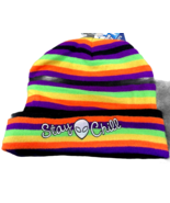 Alien Stay Chill Striped Cuffed Knit Beanie Hat Ski Winter Cap Toque NEW - £7.77 GBP