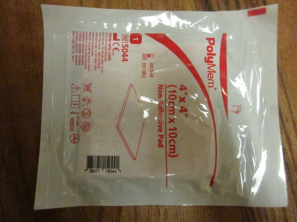 1 pc PolyMem  Non Adhesive Pad 4&#39;*4&quot; wound healing dressing 5044 4/23 exp - $2.96