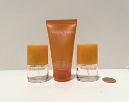 2 Pc Set Clinique Happy Eau De Parfum Spray 0.14oz Body Cream 1oz Travel... - £12.18 GBP