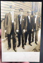 1904-1920&#39;s CYKO RPPC 4 Well Dressed Men Lads w/ Hats Photo Portrait Postcard - £14.06 GBP