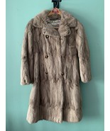 VINTAGE  RABBIT FUR LONG COAT,  Pockets, Double Breasted, Barely Worn - $175.00