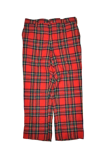 Vintage Wool Plaid Pants Mens 36x29 Red Tartan Straight Leg English Style - £24.98 GBP