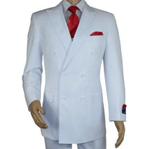 Men Apollo King Double Breasted Suit Classic Peak Lapel Pleated DM26 White image 2