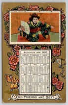 Geisha Girl 1908 Almanack Calendar Old Friends Are Best Postcard Q25 - £7.93 GBP