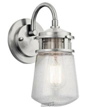 Kichler-Lyndon 1-Light Brushed Aluminum Outdoor Sconce with Clear Seeded... - $113.99