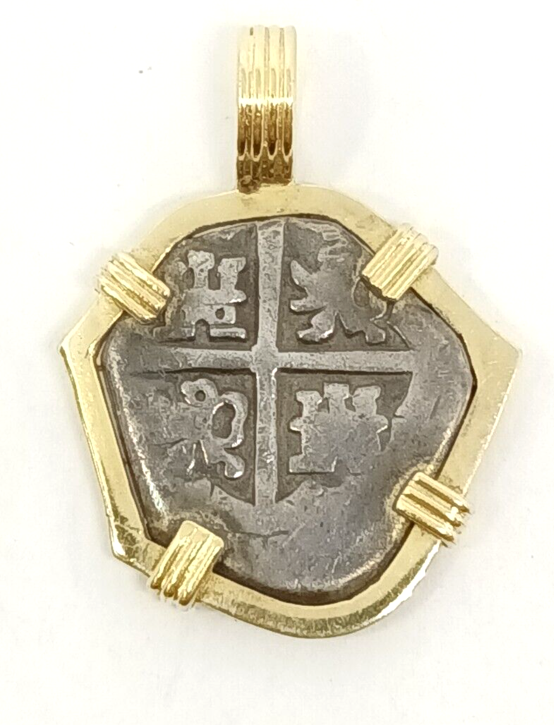Primary image for RARE Spanish King Philip IV 2 Reale Coin Pendant W/ Certificate 18k Custom Bezel