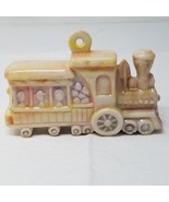 Locomotive Train Christmas Ornament 1970s Ceramic Purple Yellow Hand Pai... - $12.30