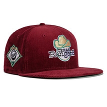 New Era 7 1/4 59Fifty Merlot Corduroy Texas Rangers 1993 Commemorative Patch Hat - £57.90 GBP