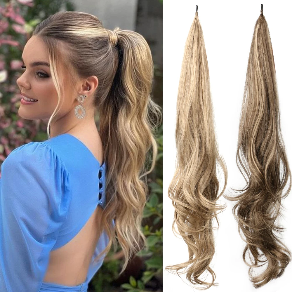 26 32 Inch Long Layered Flexible Ponytail Extension Curly Synthetic Wrap Around - £14.80 GBP+
