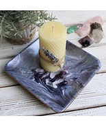 Hand Painted Wooden Bowl with Beeswax Candle, Amethyst and Crystal Quart... - $550.03 MXN