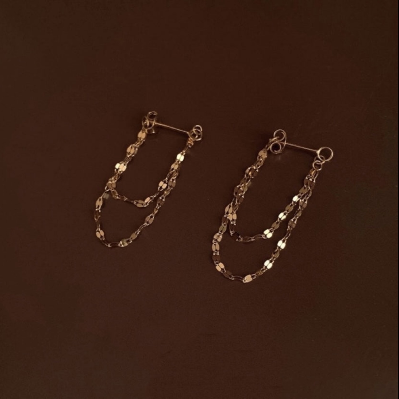 18K Gold Plated Gold Chain Tassel Dangle Drop Earrings for Women - £8.58 GBP
