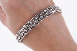 7&quot; Vintage Mexican Sterling Braided cuff bracelet - £75.36 GBP
